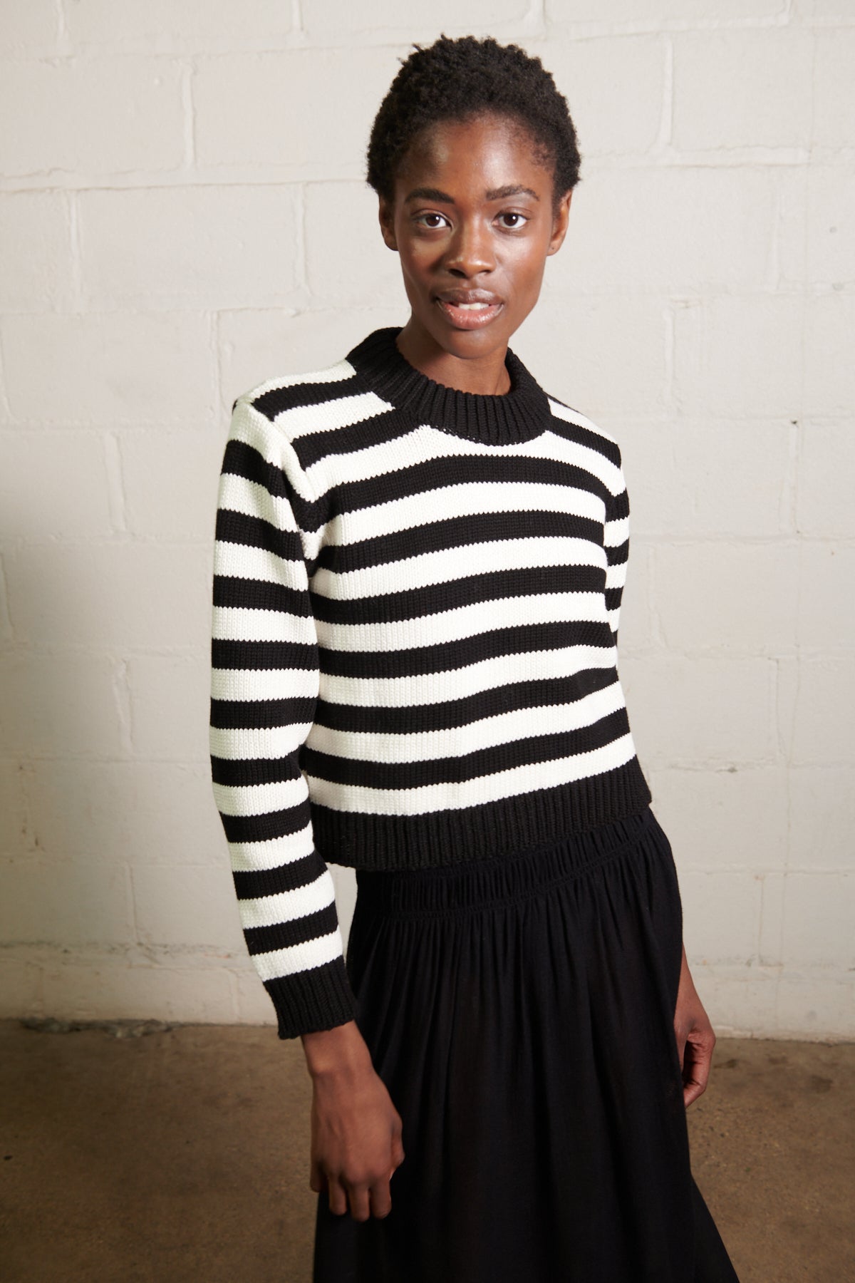 CHUNKY SHRUNKEN JUMPER | ecru stripe | organic
