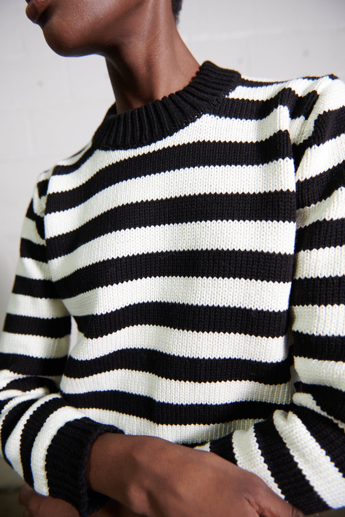 CHUNKY SHRUNKEN JUMPER | ecru stripe | organic