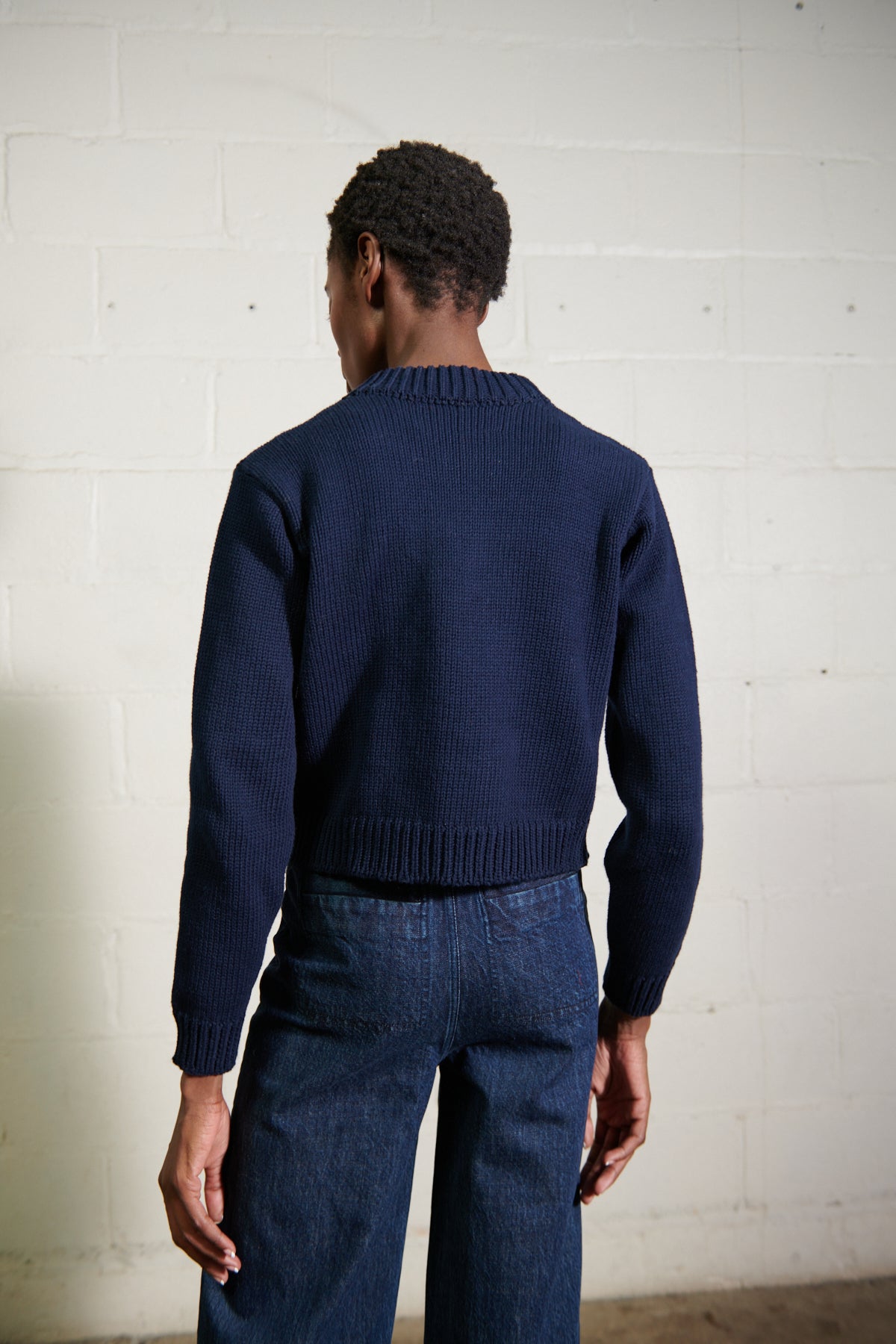 CHUNKY SHRUNKEN JUMPER | navy | organic – Maria Stanley