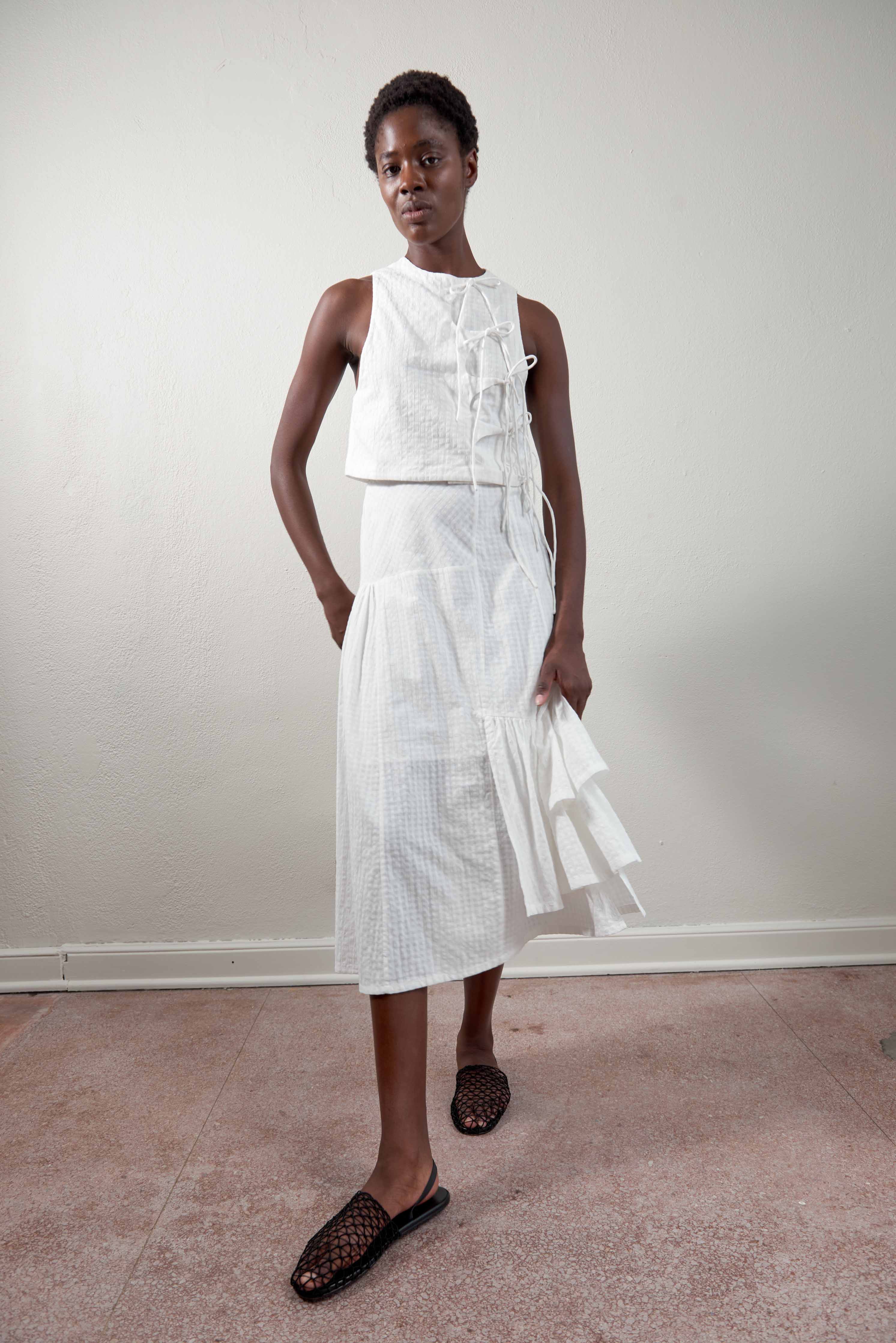 TAHINI TOP | salt gingham | organic