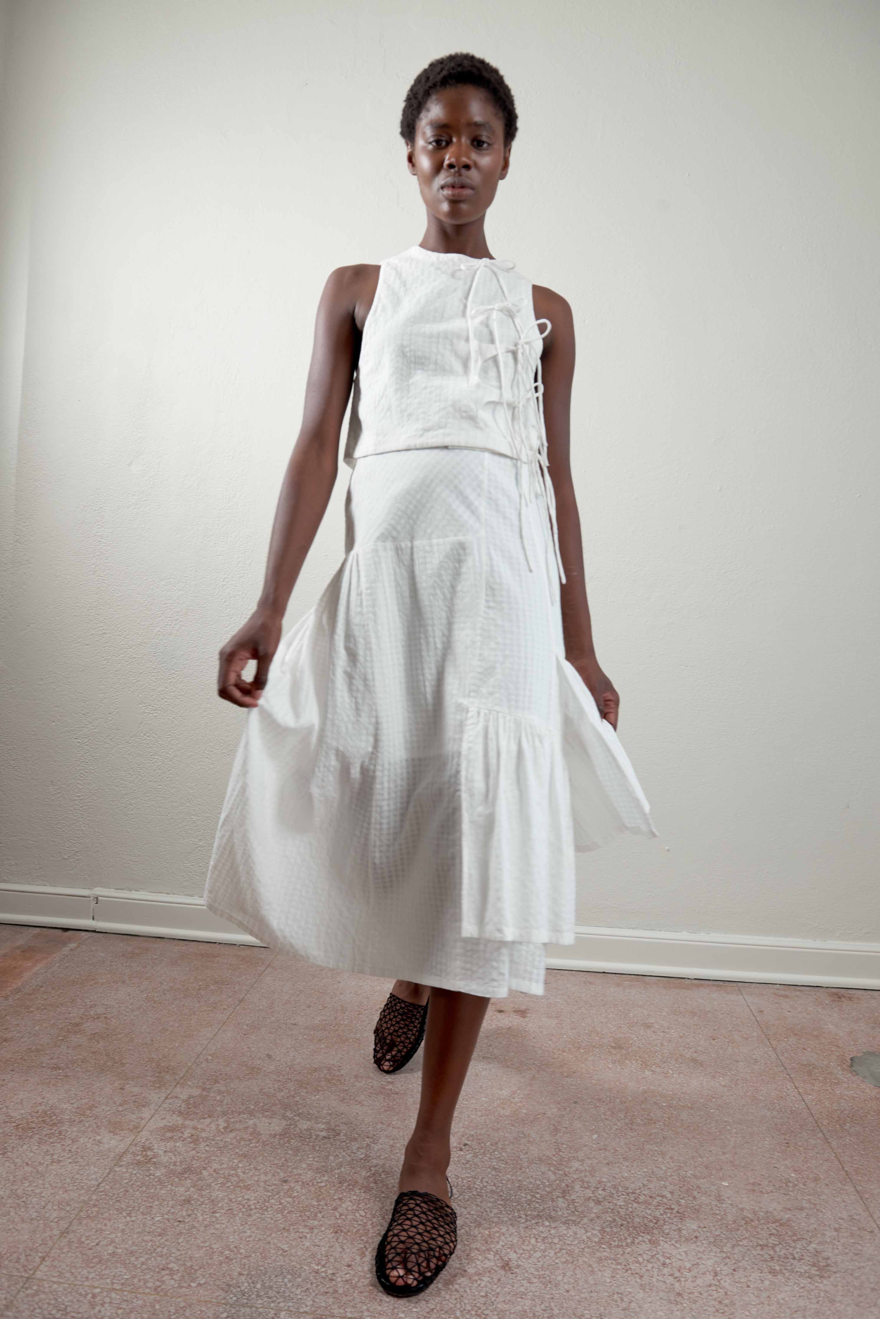 TAHINI TOP | salt gingham | organic