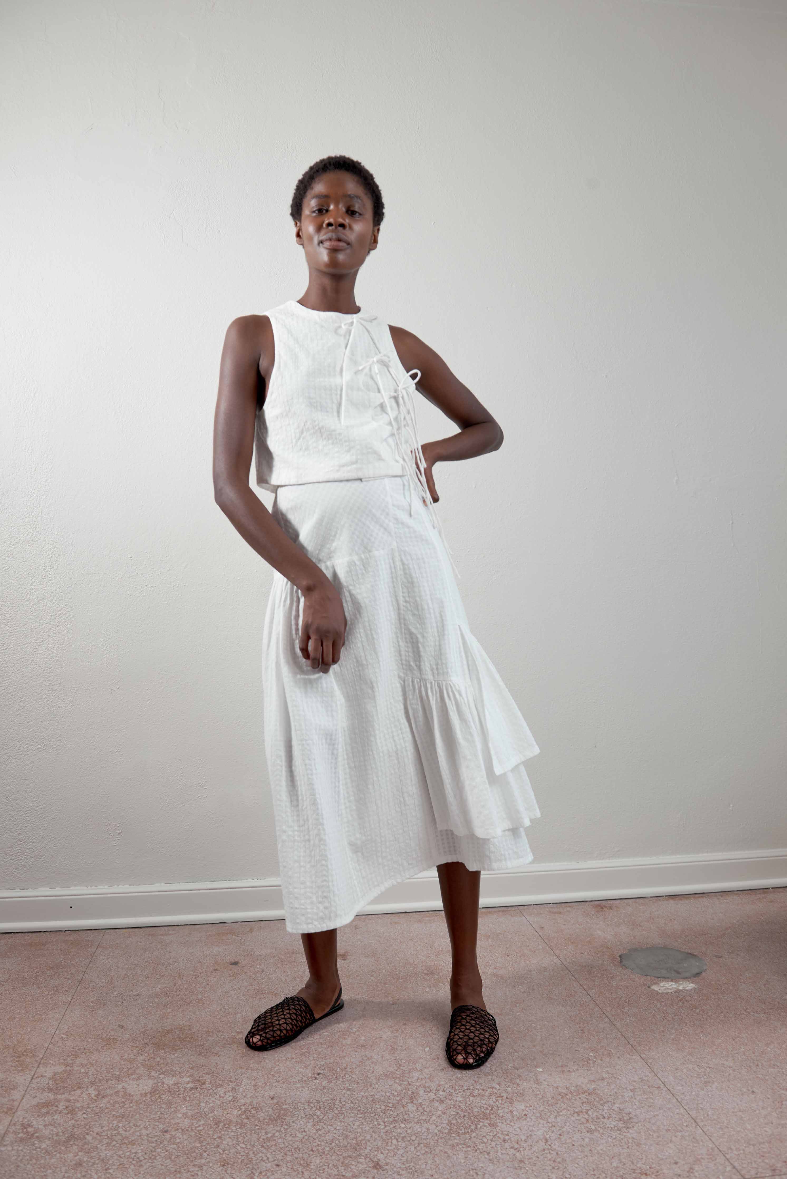 TAHINI TOP | salt gingham | organic