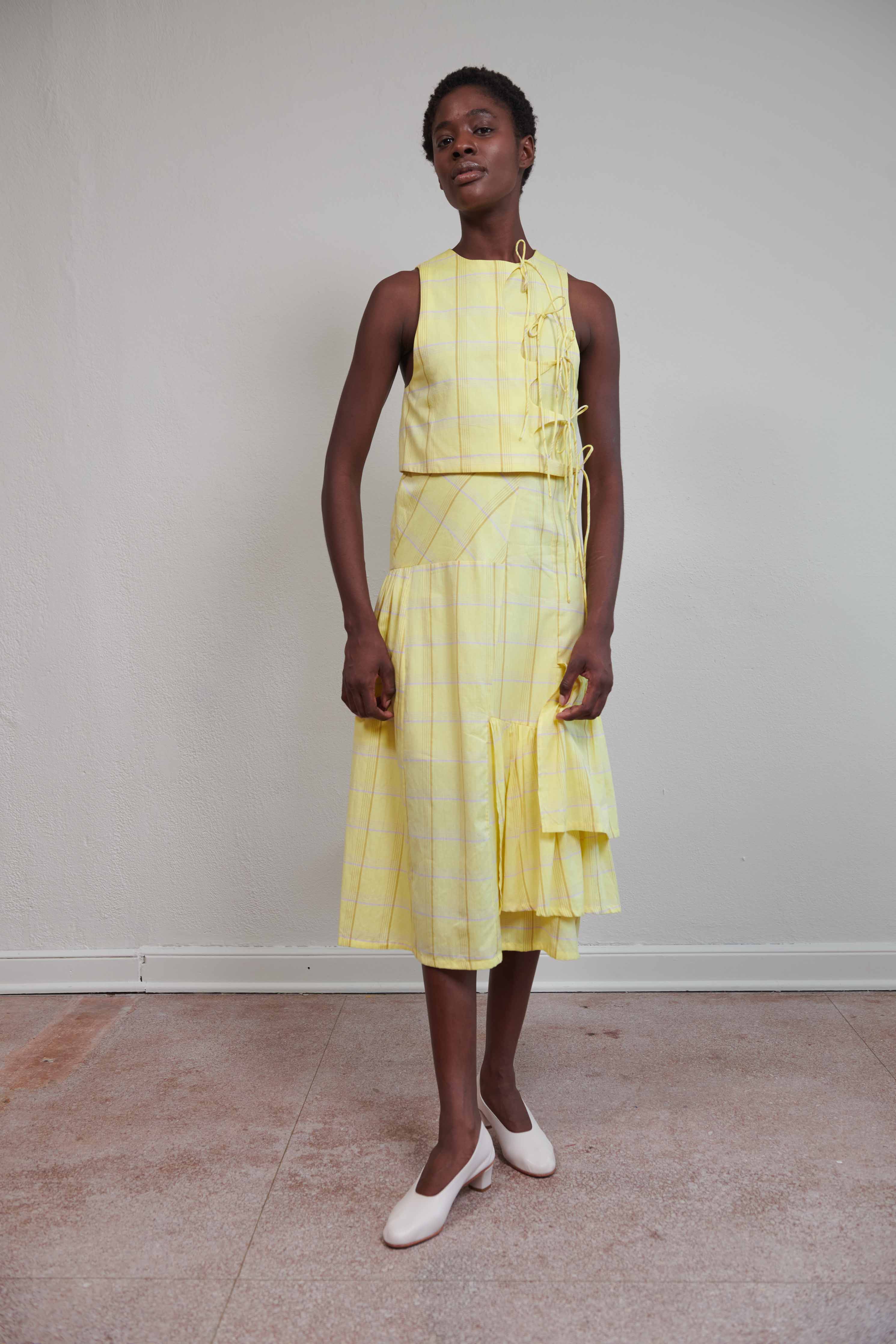 RUIE SKIRT | citron plaid | organic