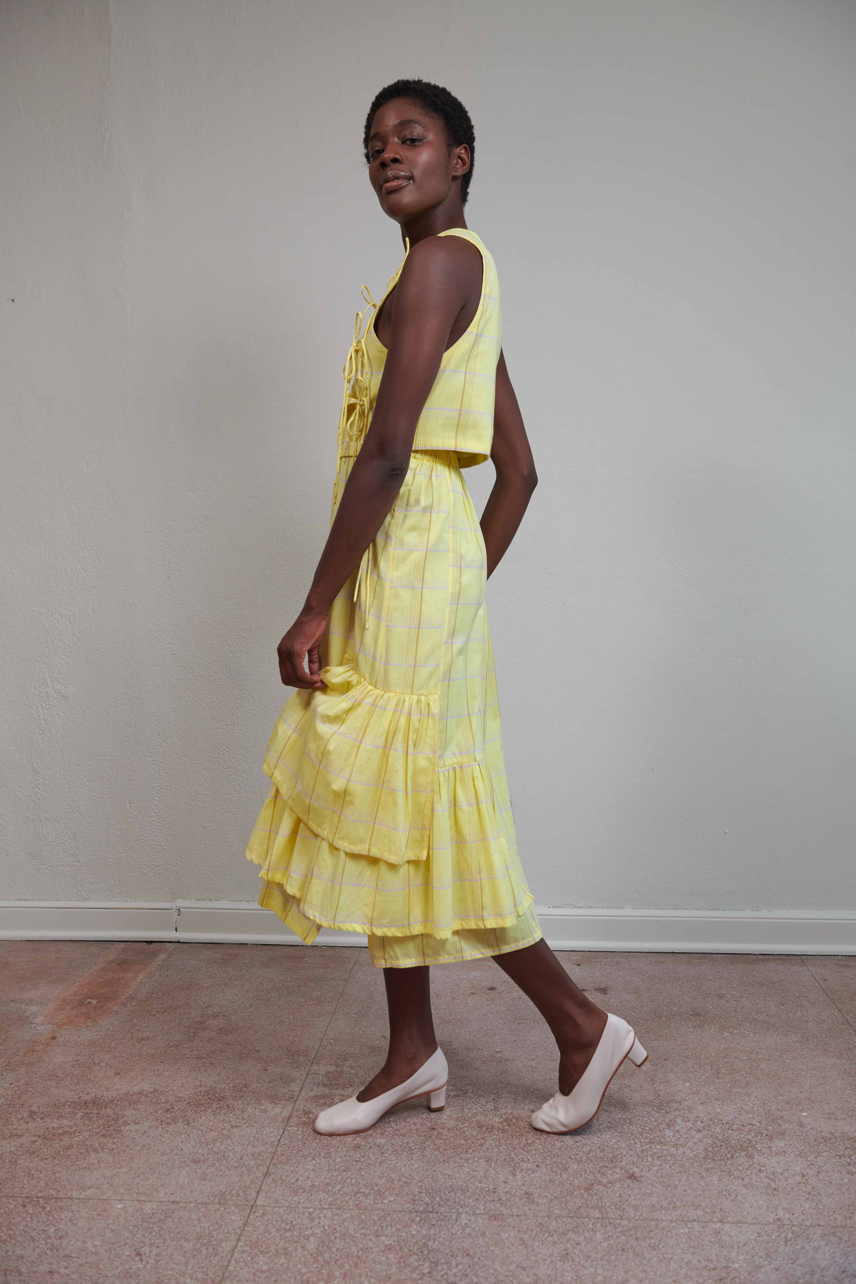 RUIE SKIRT | citron plaid | organic