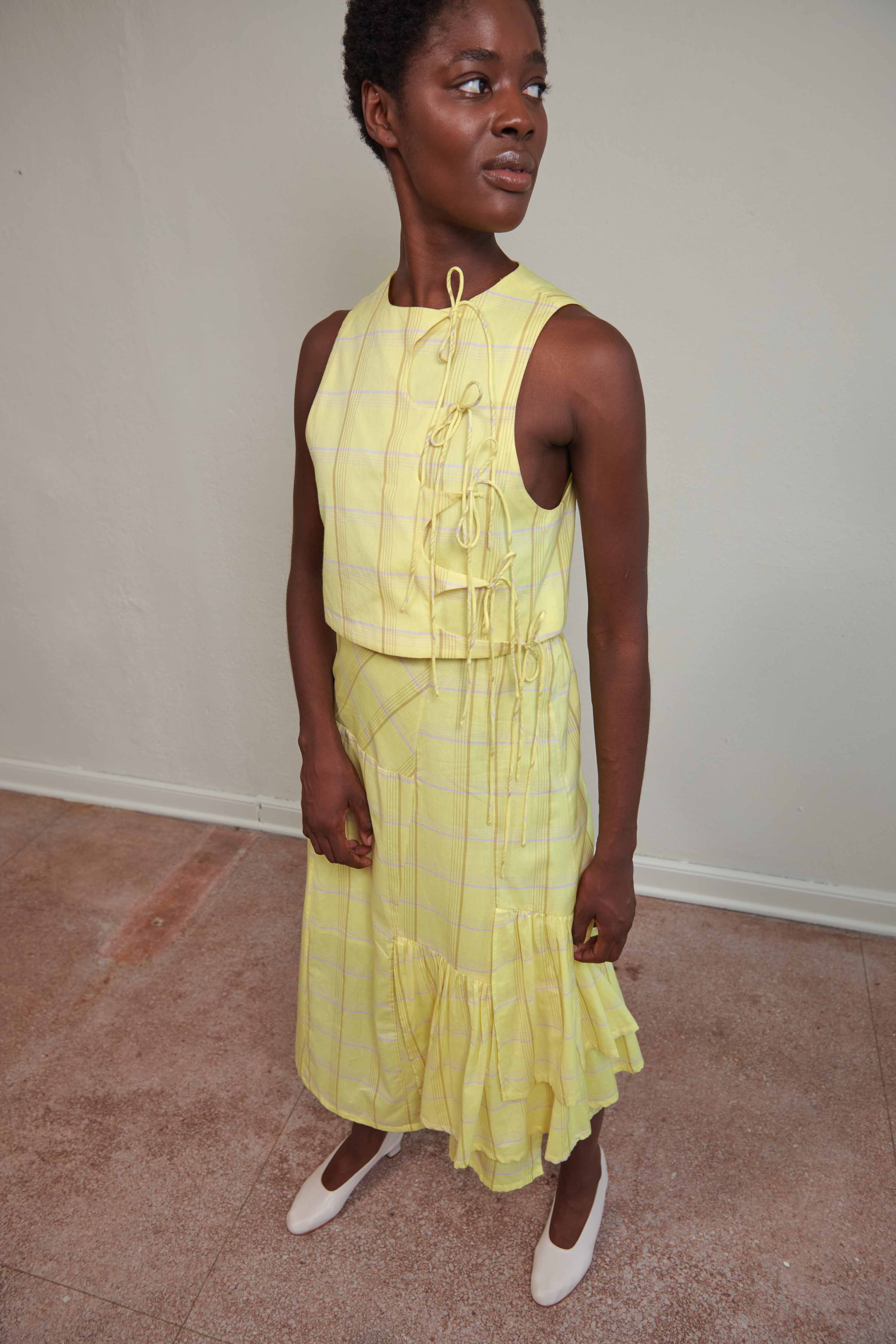 TAHINI TOP | citron plaid | organic