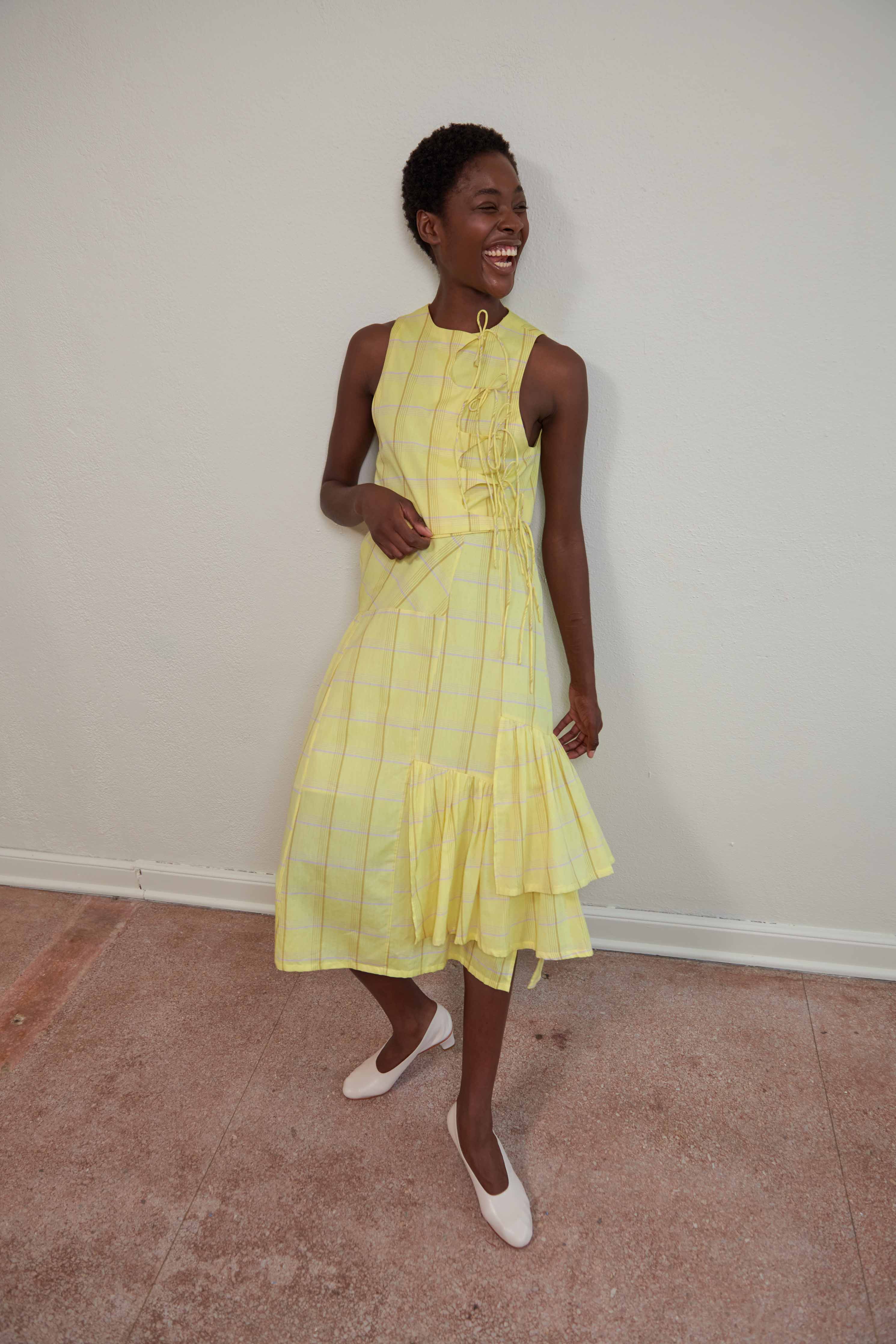TAHINI TOP | citron plaid | organic