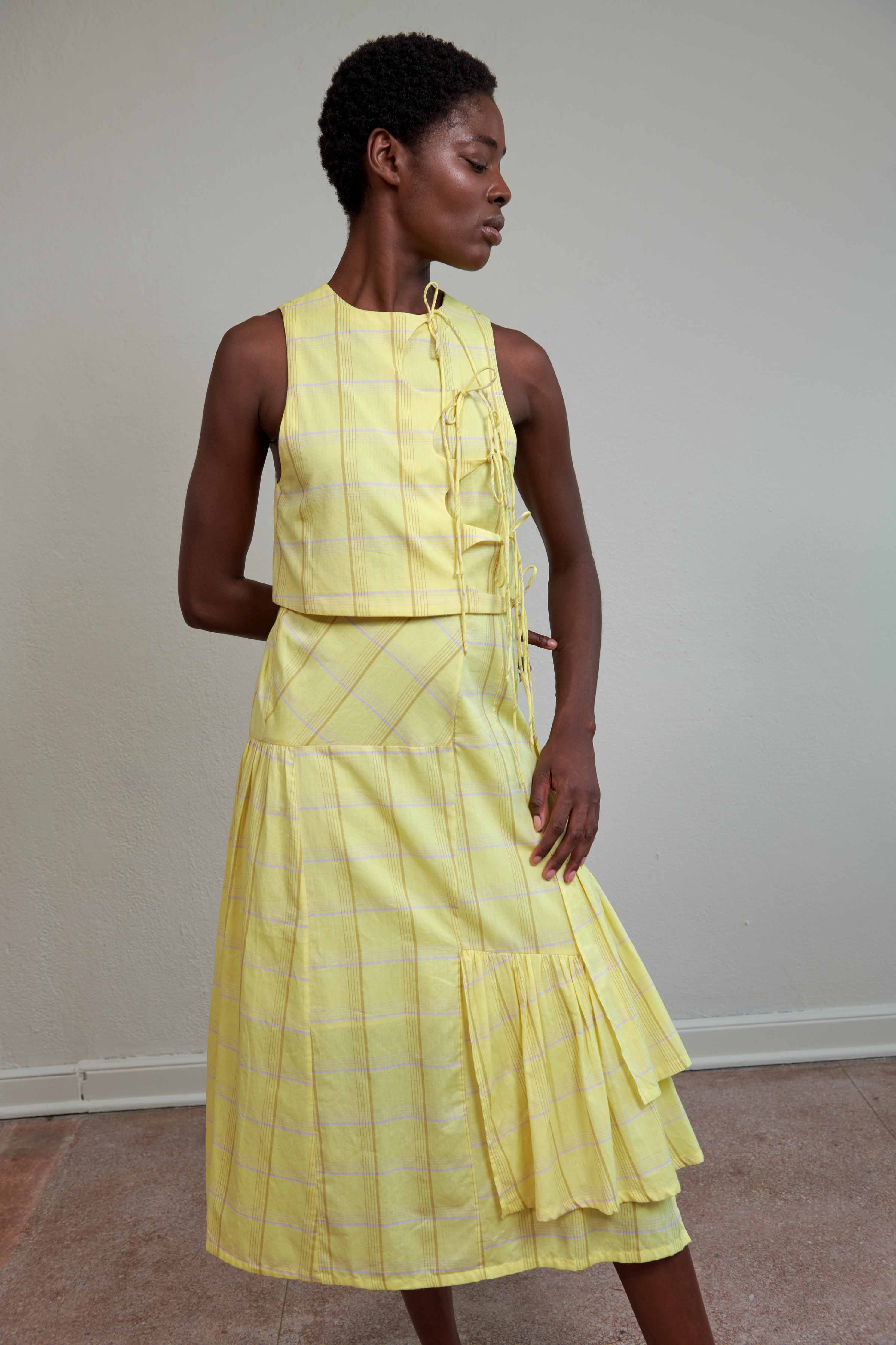 RUIE SKIRT | citron plaid | organic