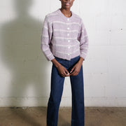 BRUSHED CARDI | radish plaid