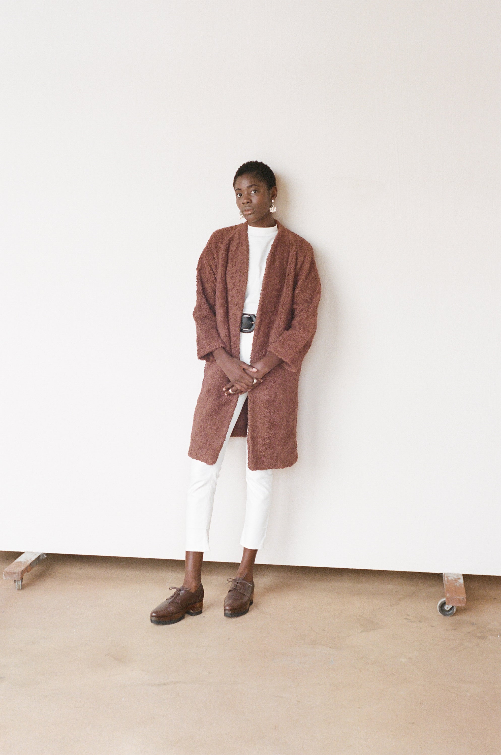 Maria Stanley cotton sherpa verde coat clove brown