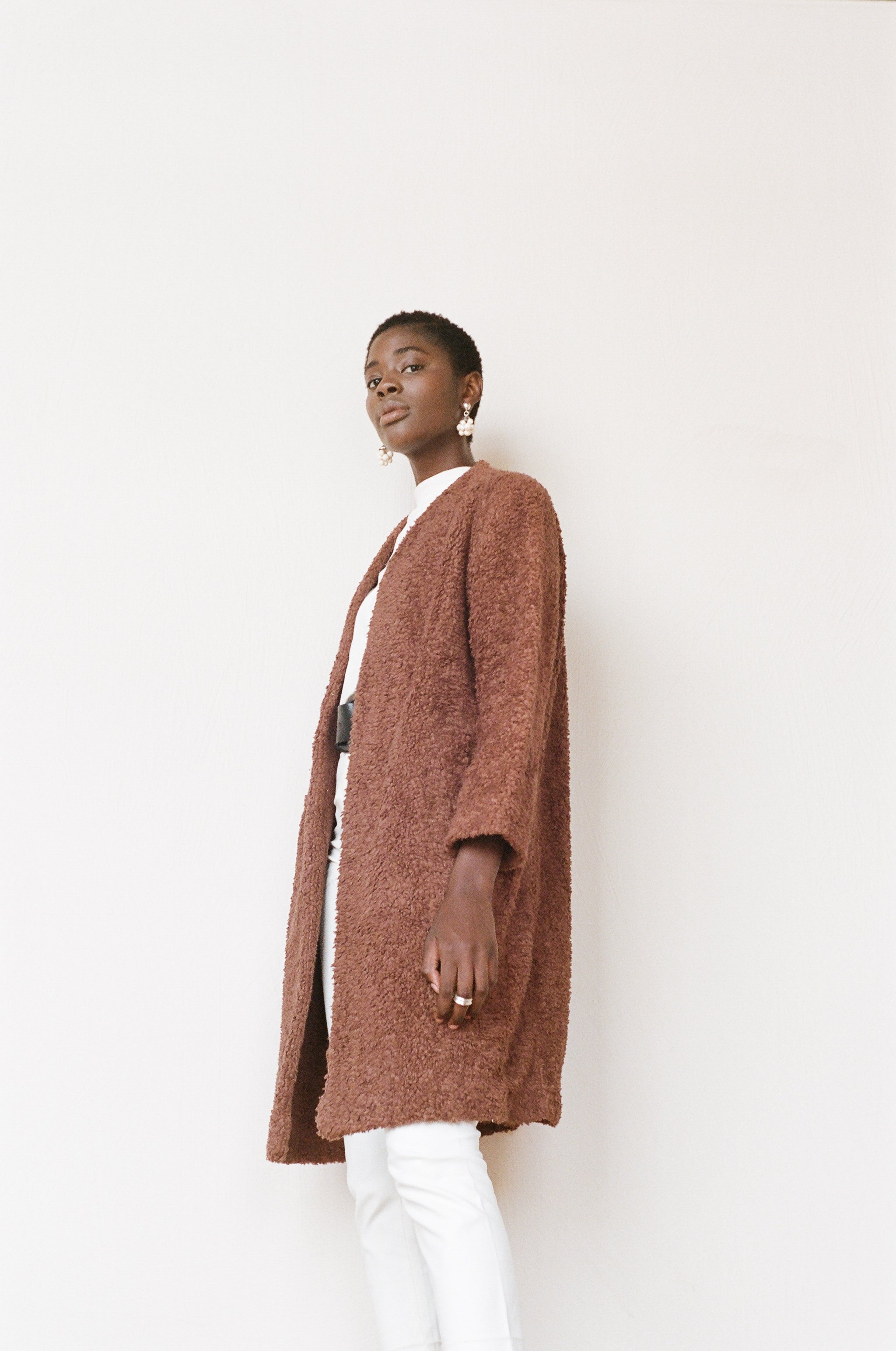 Maria Stanley cotton sherpa verde coat clove brown