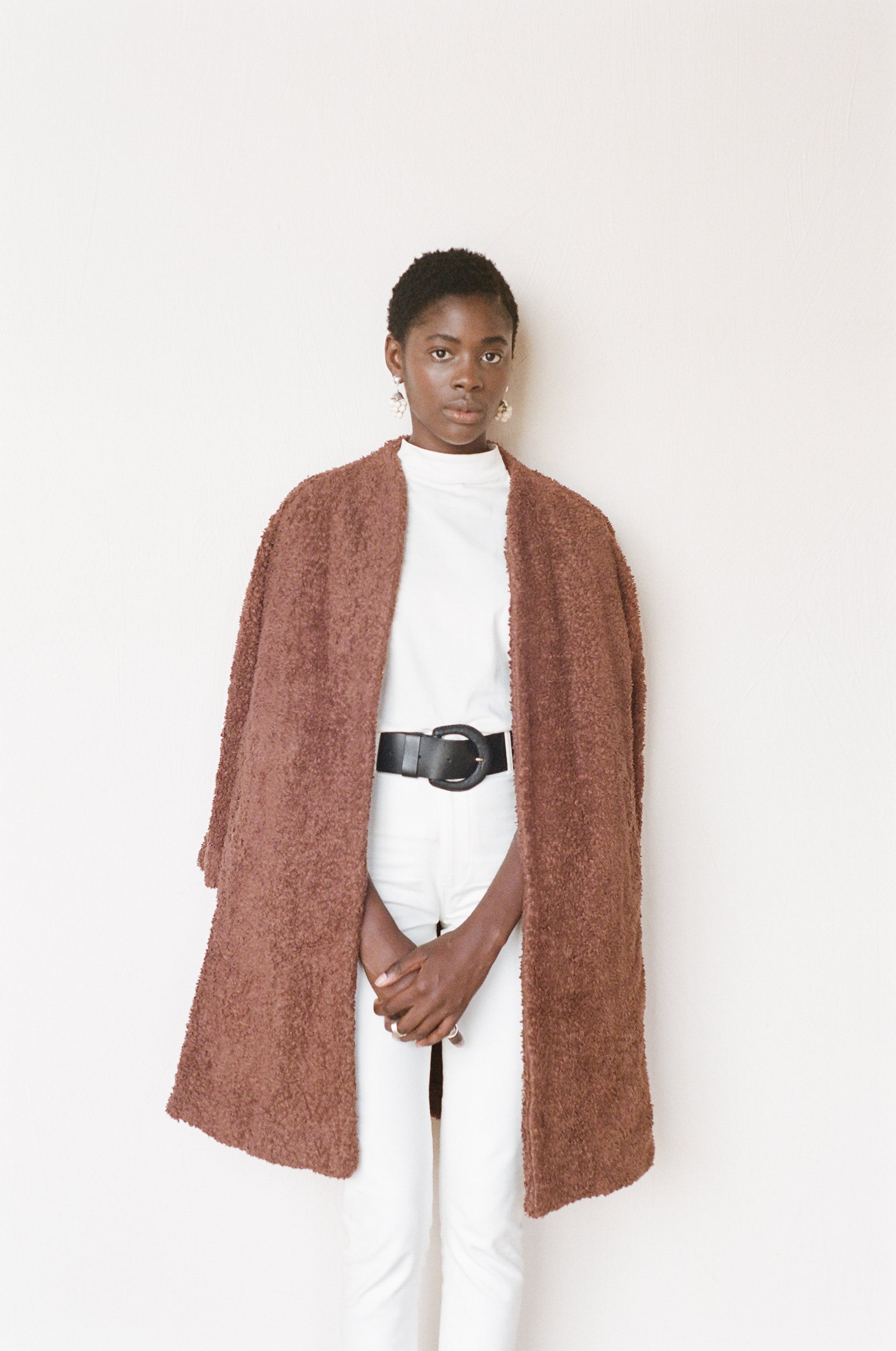 Maria Stanley cotton sherpa verde coat clove brown