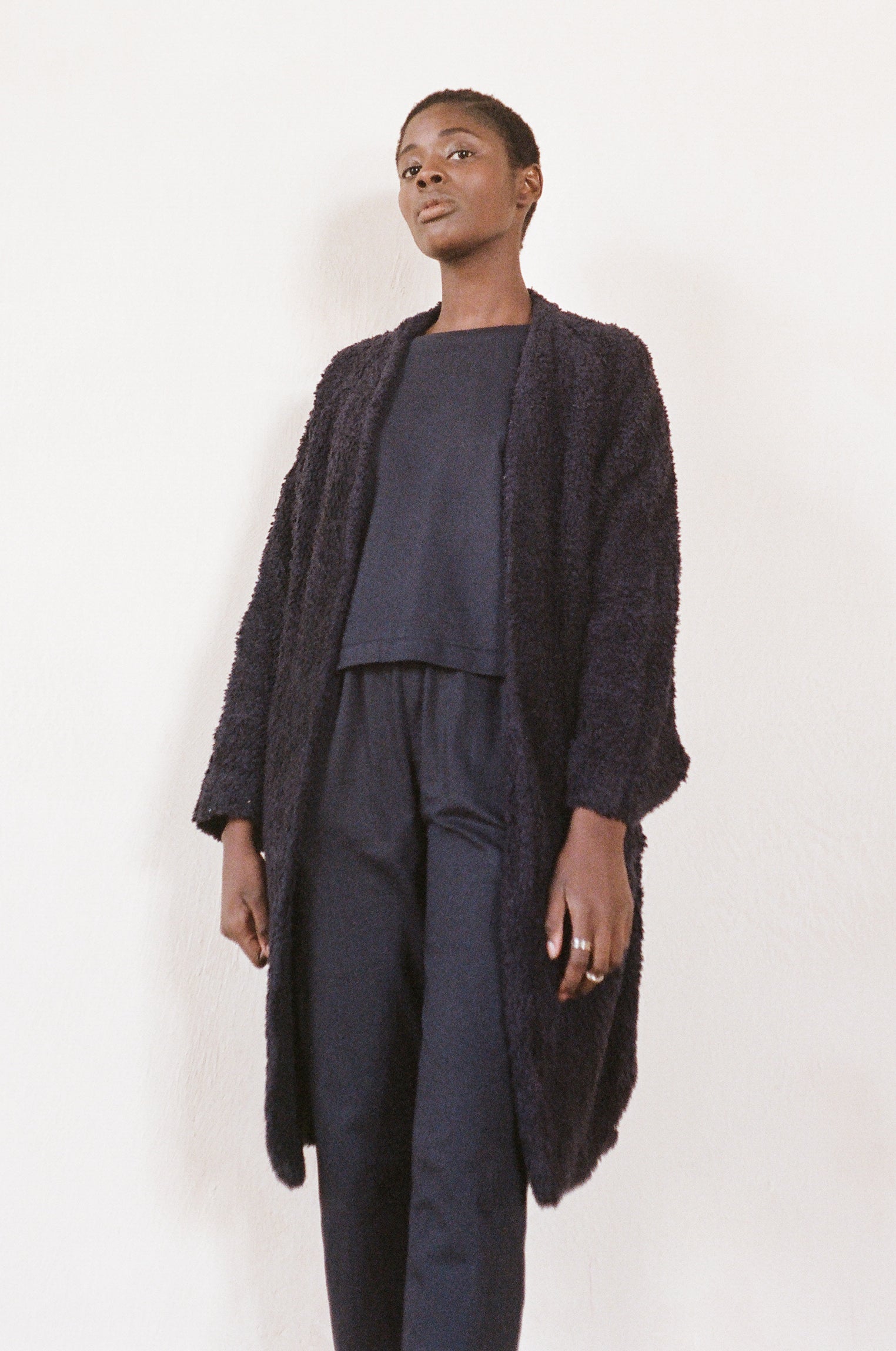 Maria Stanley cotton sherpa verde coat navy blue