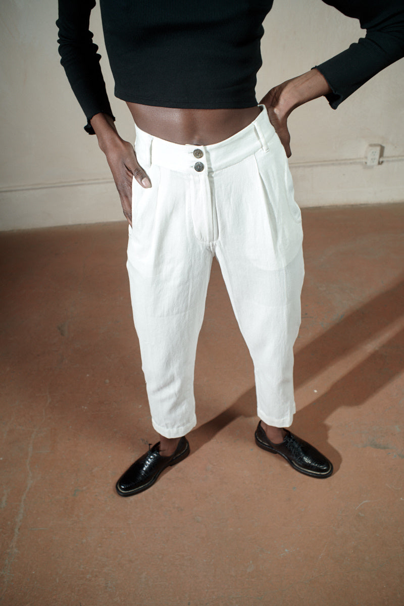 BENNETT TROUSER | bone | organic + undyed