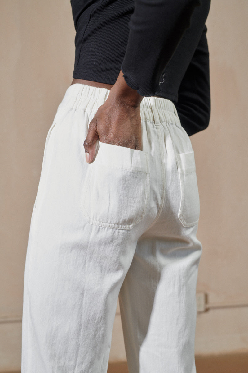 BENNETT TROUSER | bone | organic + undyed