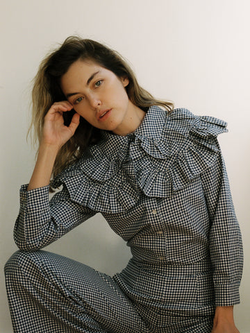 SABINE BLOUSE | gingham | organic + earth dyed