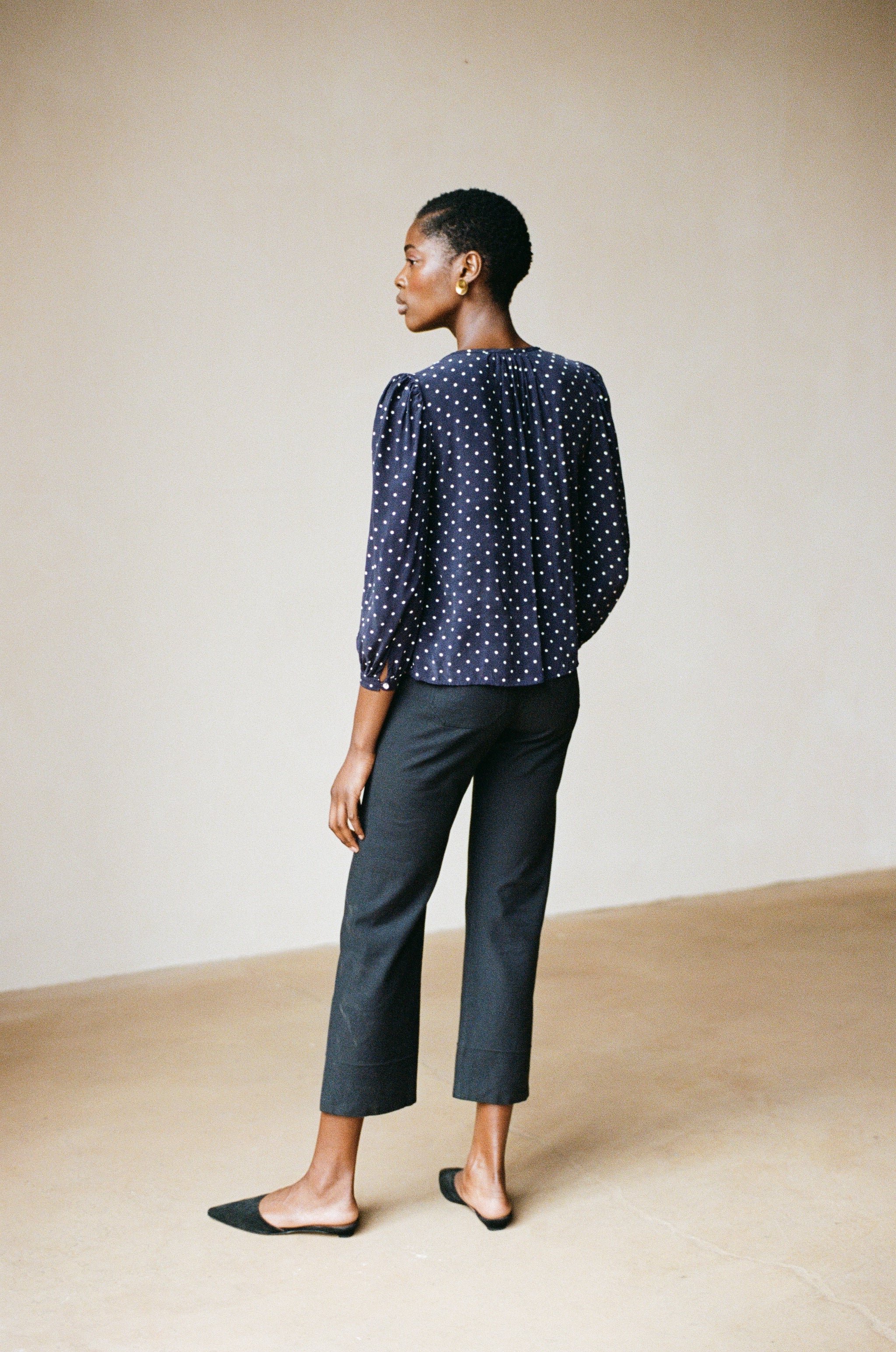 ALMOND BLOUSE | dotted navy | WAREHOUSE SALE