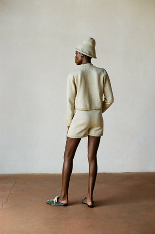 COTTON CARDI | wheat | organic + earth dyed