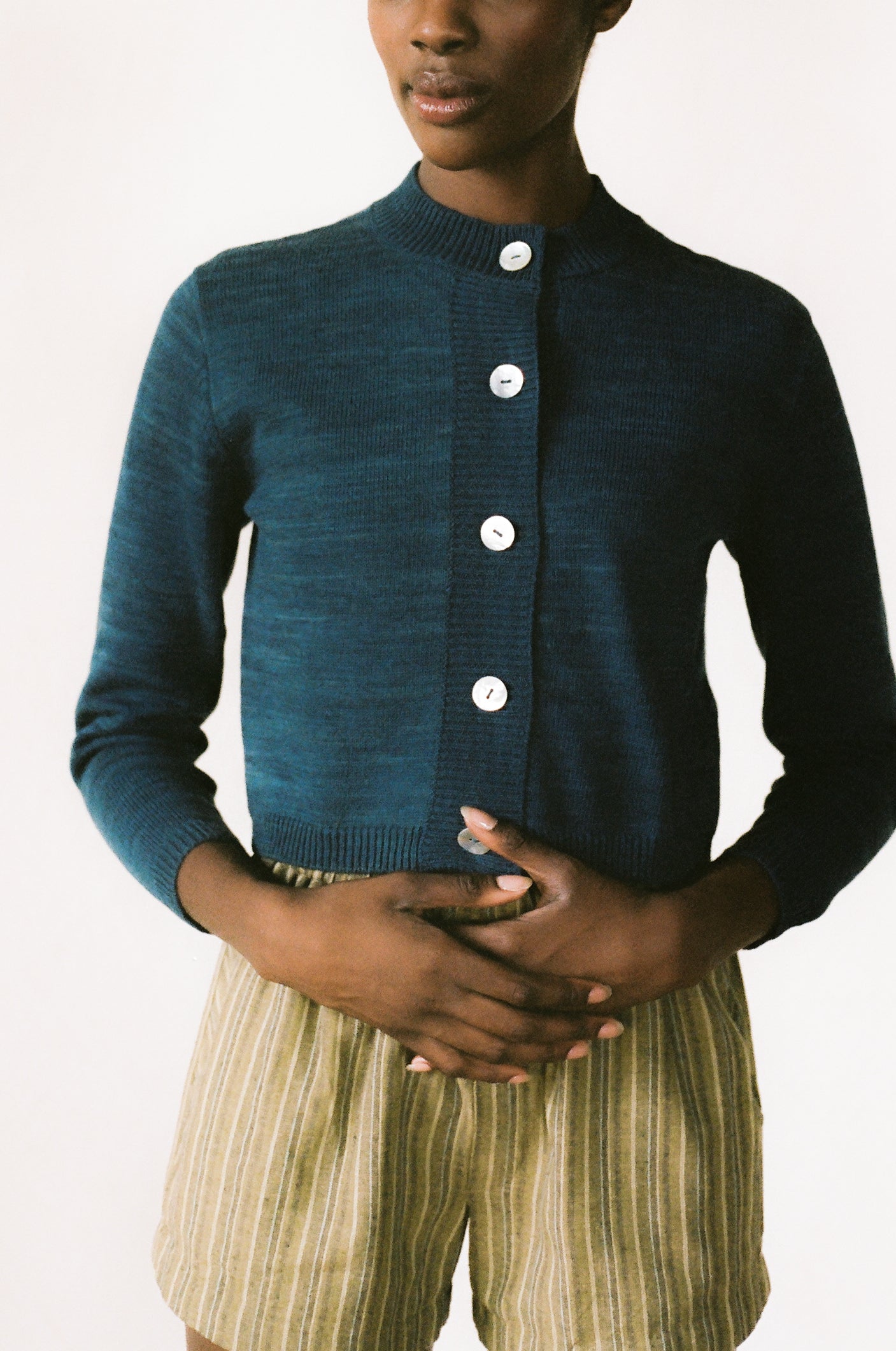 COTTON CARDI | indigo | organic + earth dyed