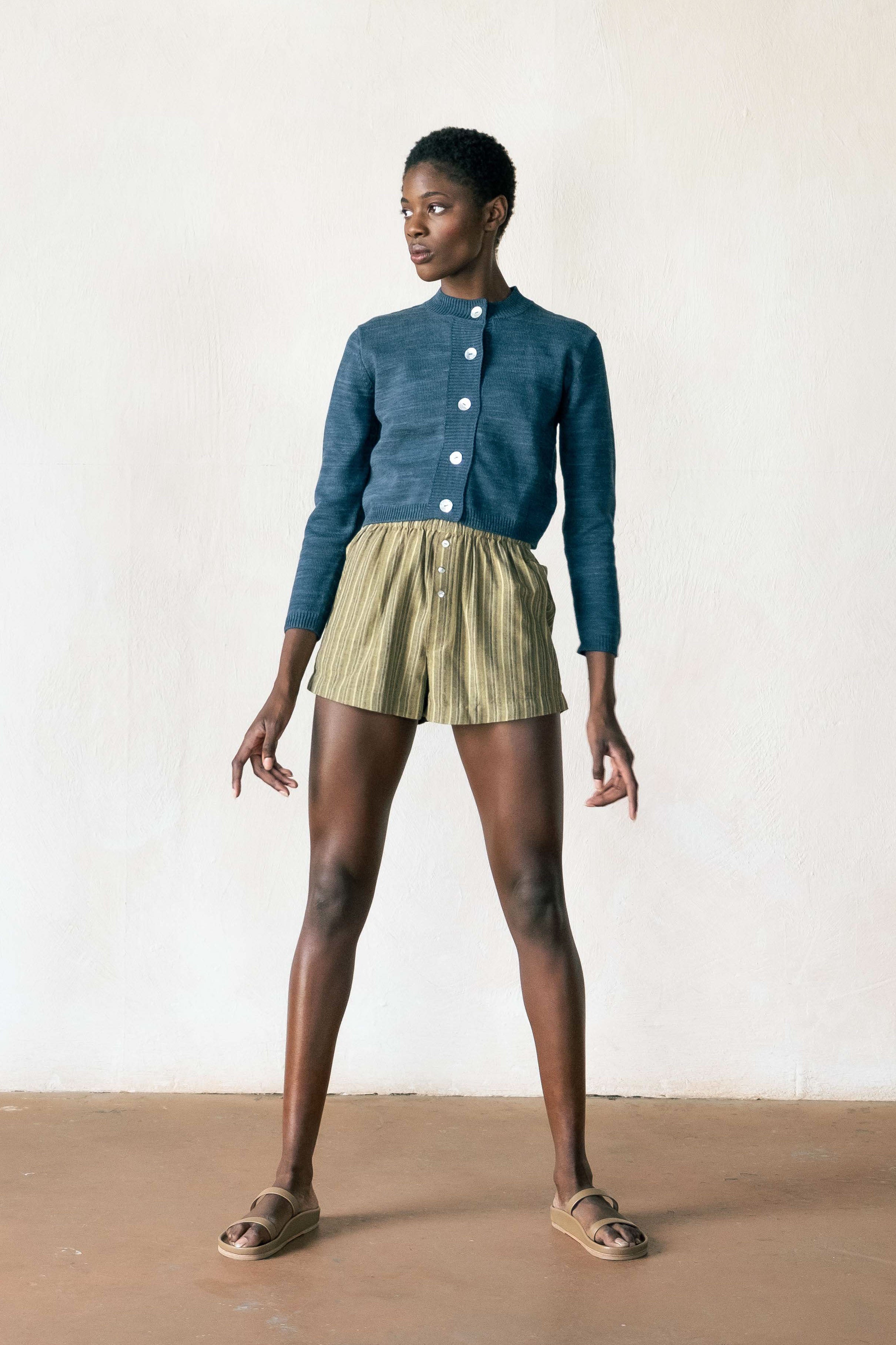 COTTON CARDI | indigo | organic + earth dyed