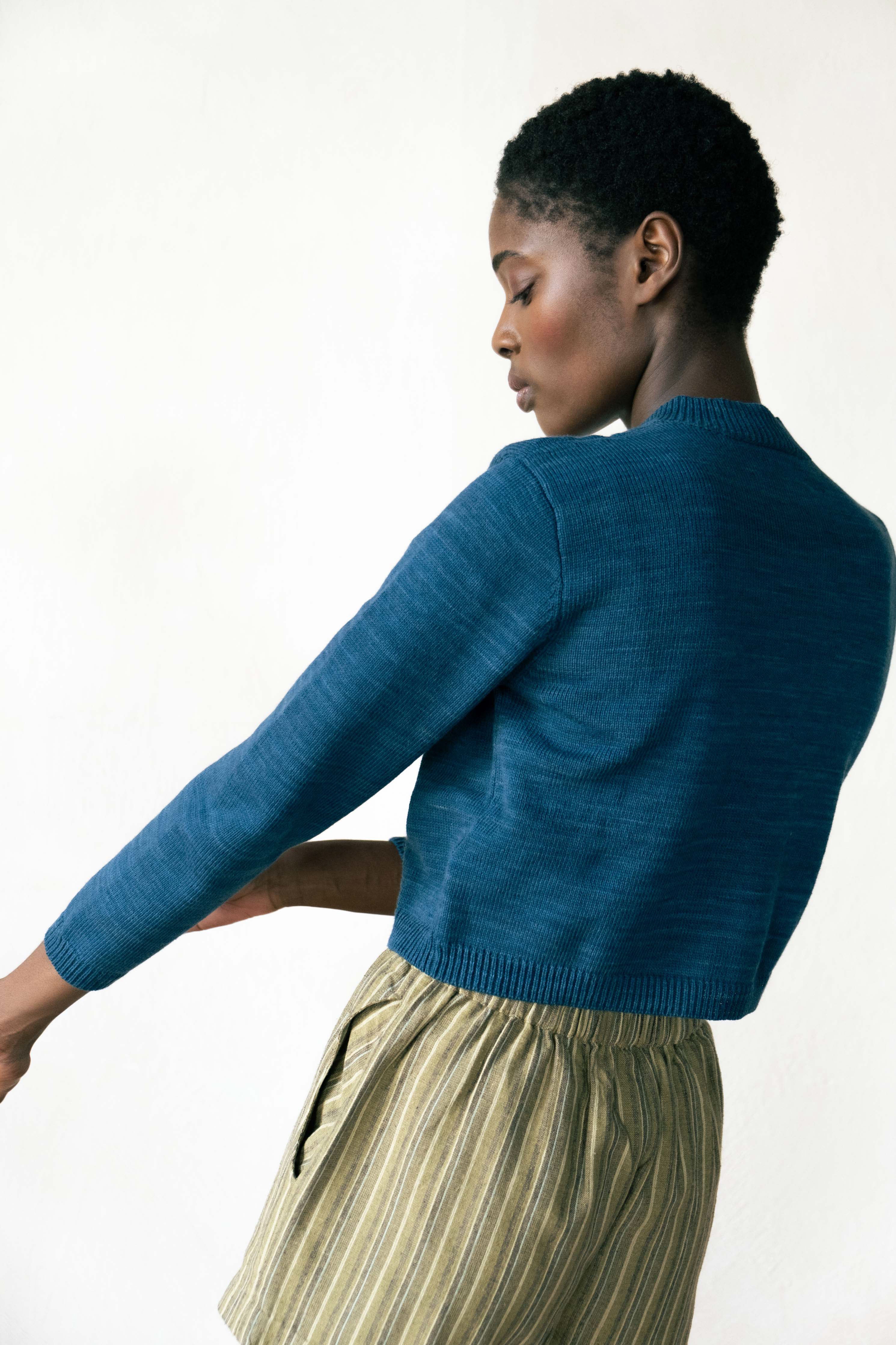 COTTON CARDI | indigo | organic + earth dyed