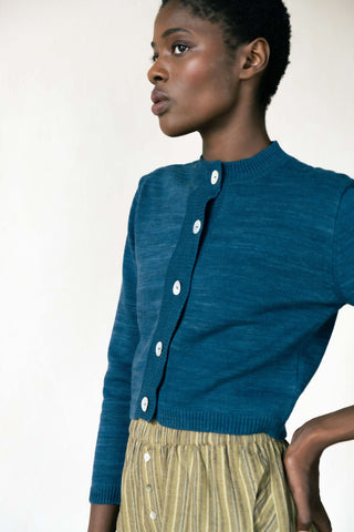 COTTON CARDI | indigo | organic + earth dyed