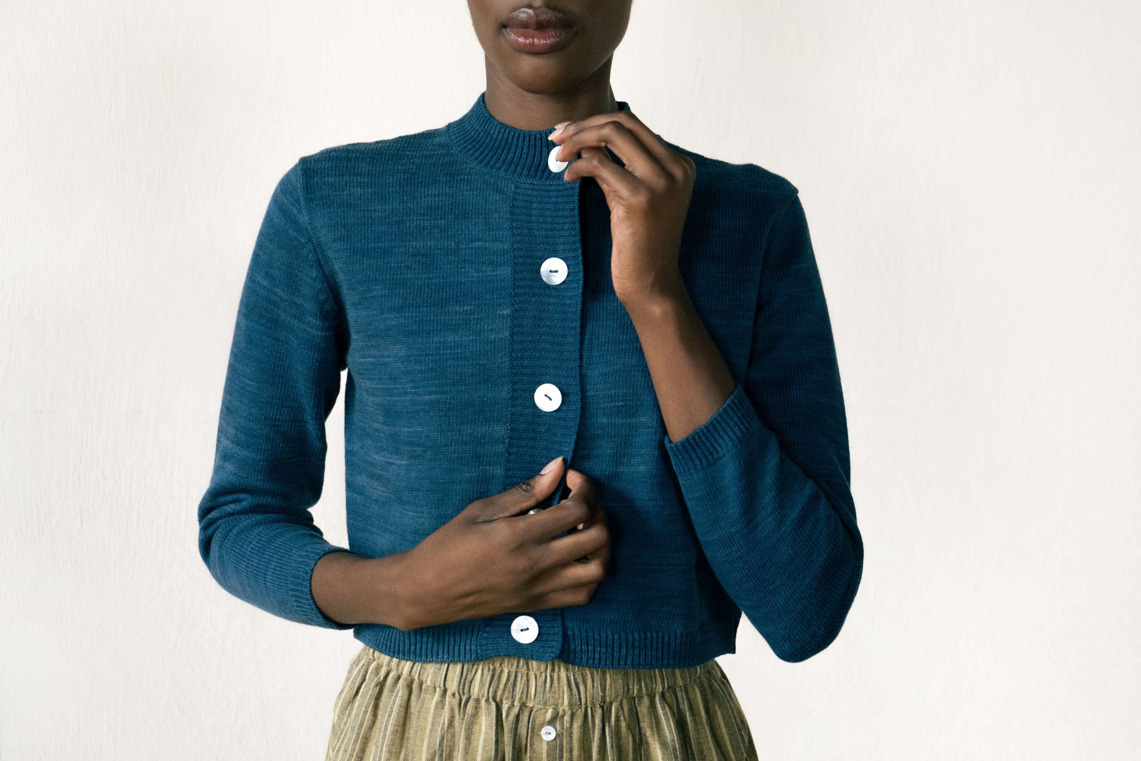 COTTON CARDI | indigo | organic + earth dyed