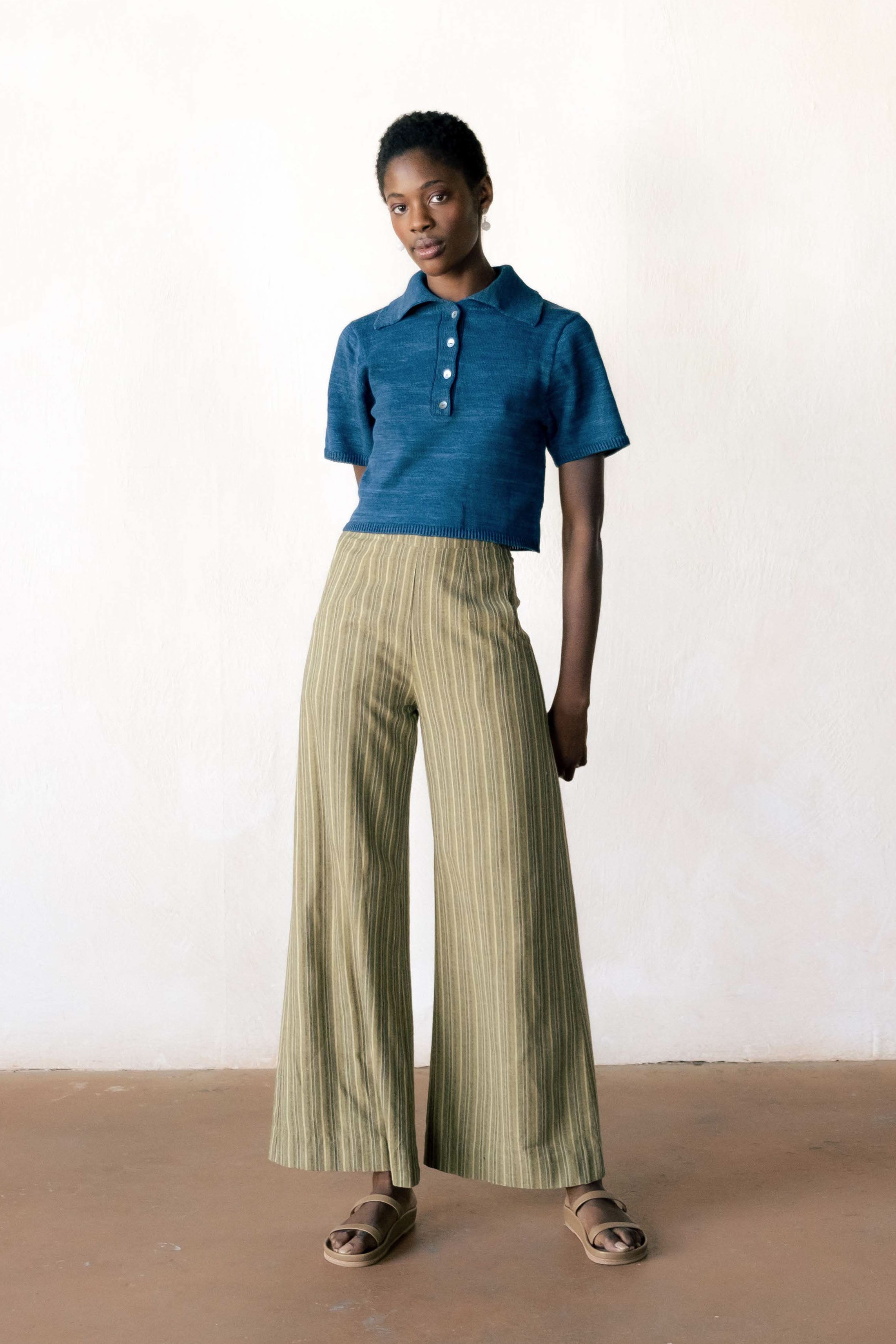 COOK TROUSER | herb stripe | organic + earth dyed