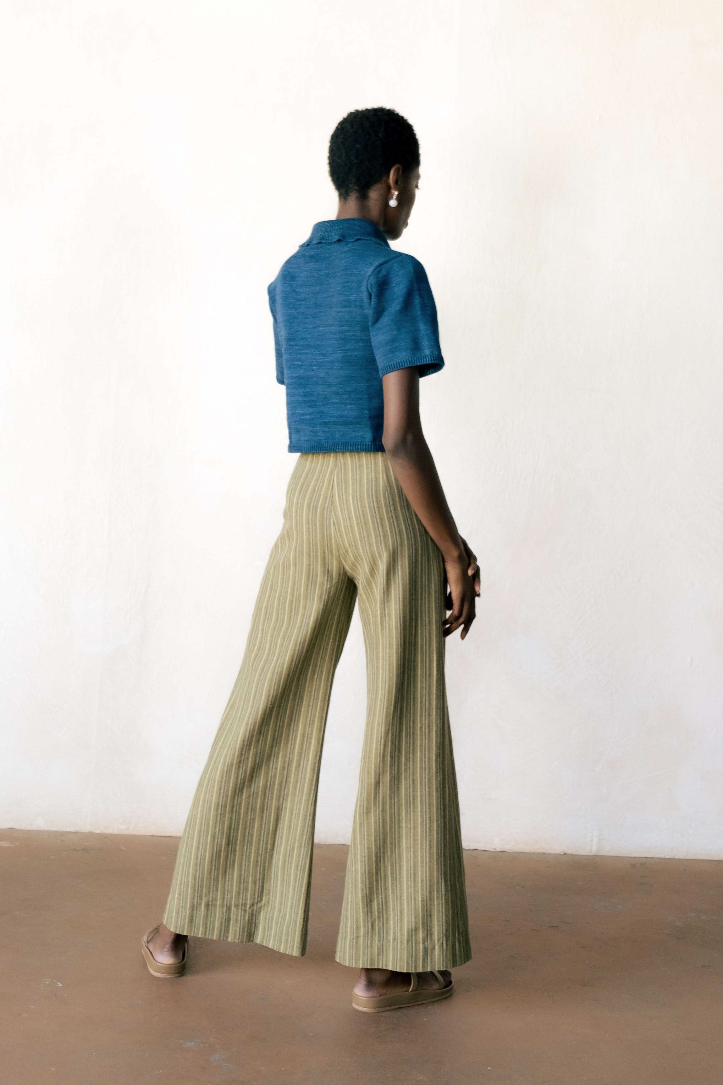 COOK TROUSER | herb stripe | organic + earth dyed