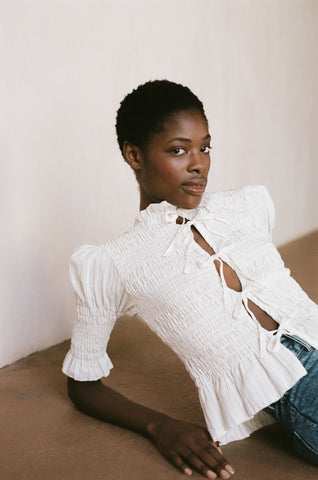FERNE REVERSIBLE TOP | bone stripe | organic + earth dyed