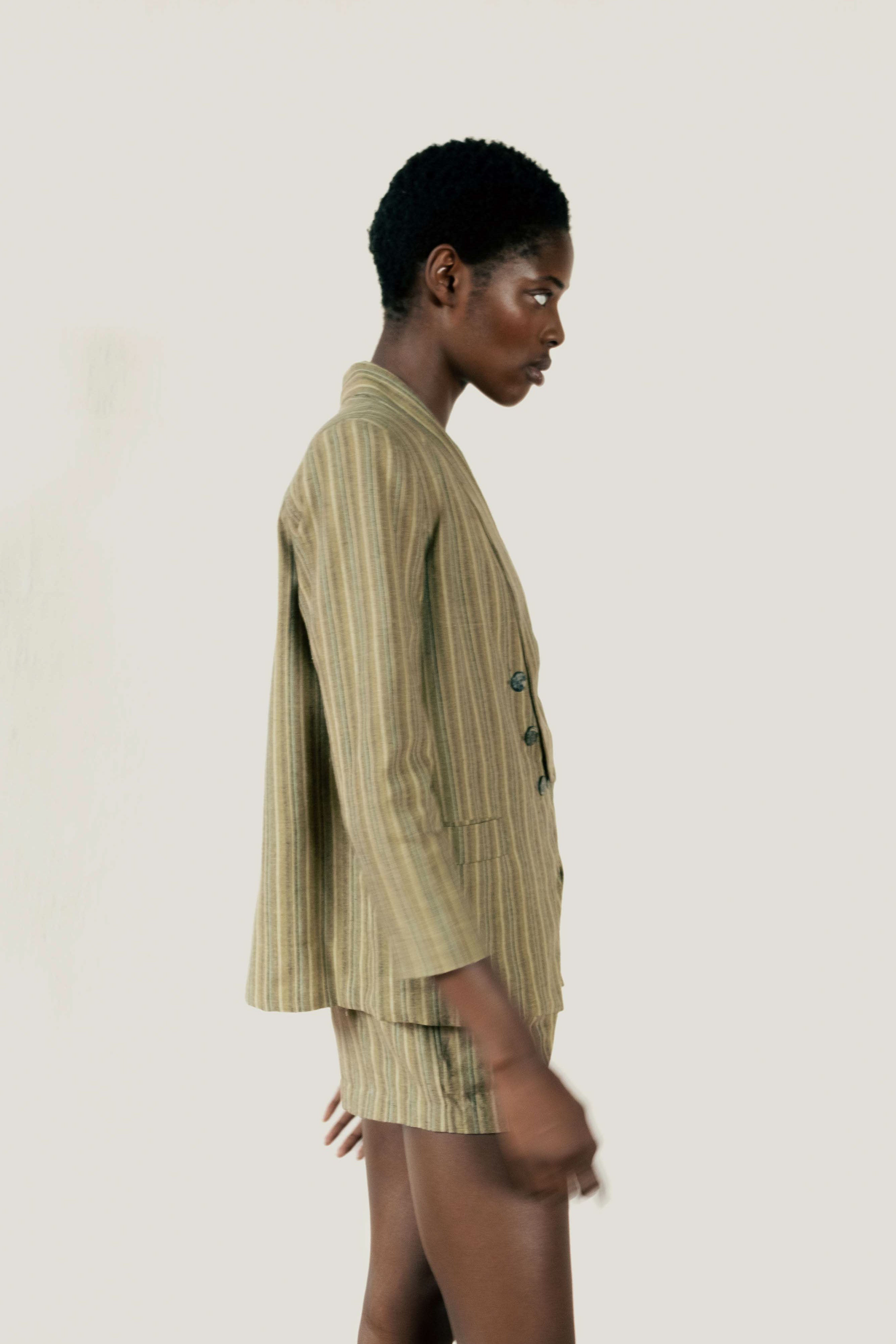 MAXIMO BLAZER | herb stripe | organic + earth dyed