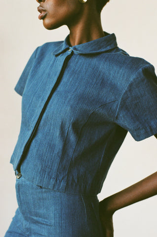 SEBASTIAN BLOUSE | indigo | organic + earth dyed