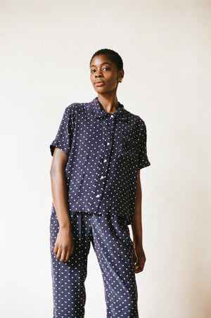 SYD TOP | dotted navy