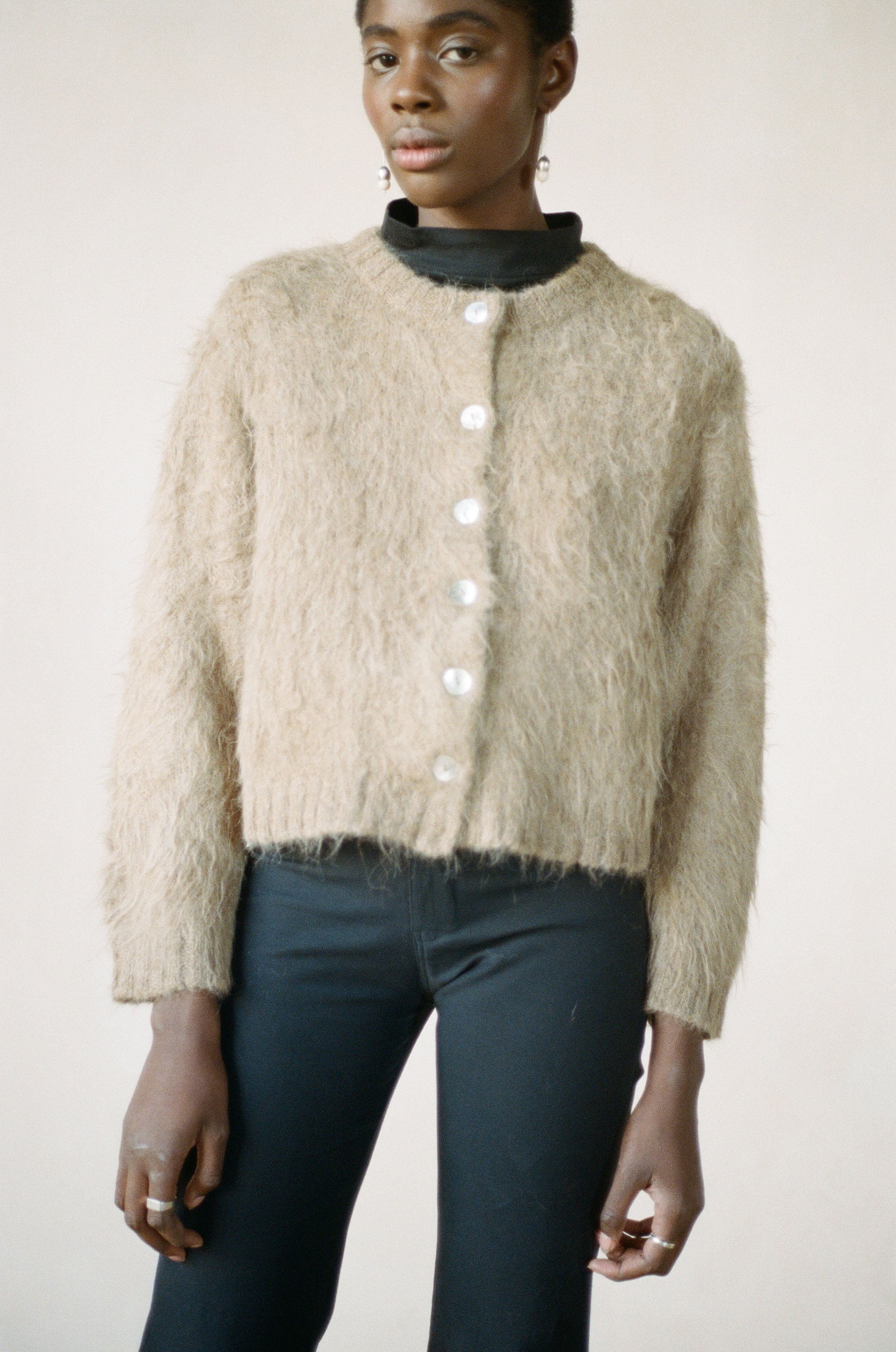 BRUSHED CARDI | mushroom