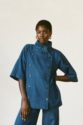 FATIMA JACKET | indigo | organic + earth dyed