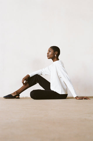 LONG SLEEVE TEE | bone | organic + earth dyed