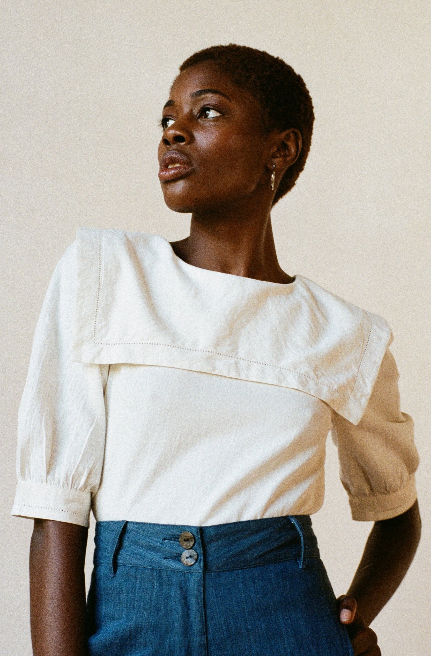 RIVETT BLOUSE | bone | organic + earth dyed